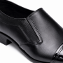 Pantofi barbati negri din piele naturala fara siret cu varf lacuit 818MODN